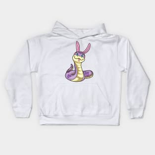 Purple Snake as Rabbit with Heart Kids Hoodie